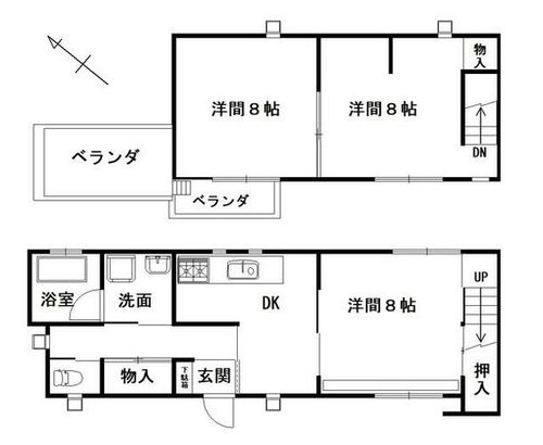愛知県新城市乗本字長筋(一戸建)の賃貸物件の間取り