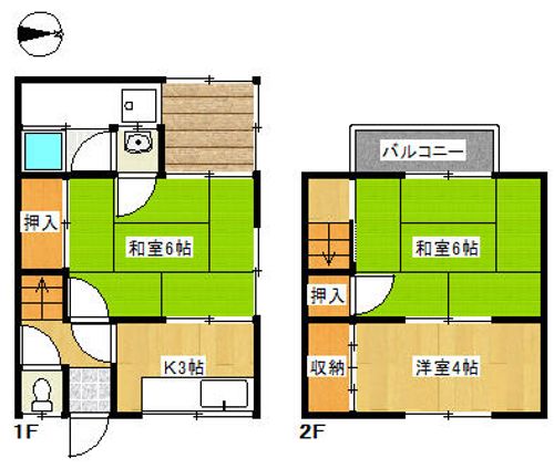 京都府京都市中京区西ノ京壺ノ内町(一戸建)の賃貸物件の間取り