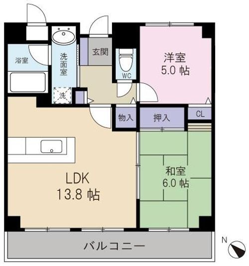兵庫県芦屋市業平町(マンション)の賃貸物件の間取り