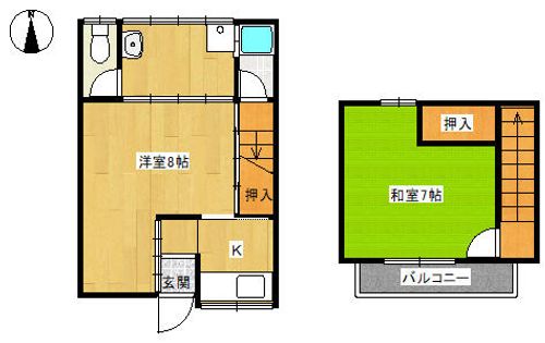 奈良県奈良市北袋町(テラスハウス)の賃貸物件の間取り