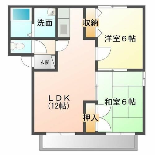 福岡県直方市大字感田(アパート)の賃貸物件の間取り