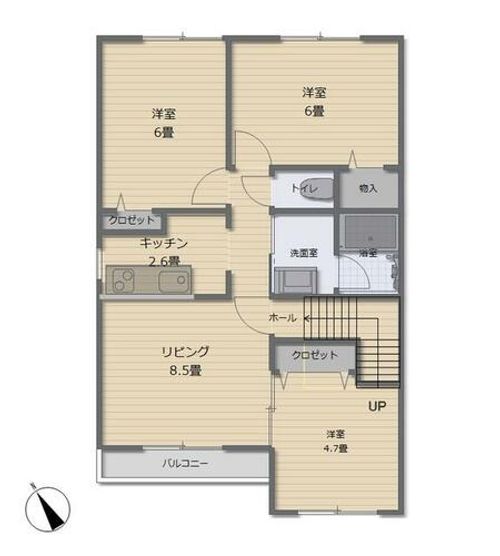 北海道小樽市新光5丁目(アパート)の賃貸物件の間取り