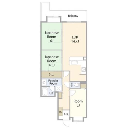 兵庫県加古川市加古川町河原(マンション)の賃貸物件の間取り