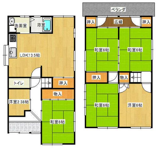 京都府城陽市寺田樋尻(一戸建)の賃貸物件の間取り