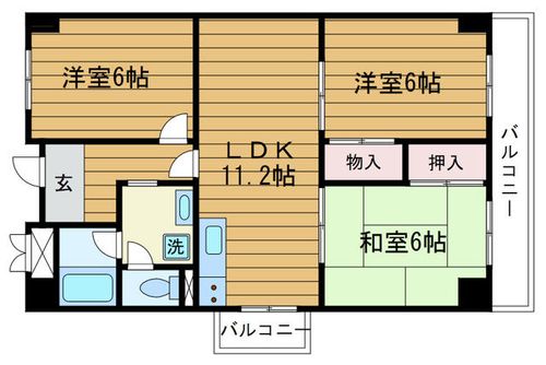 大阪府吹田市五月が丘南(マンション)の賃貸物件の間取り