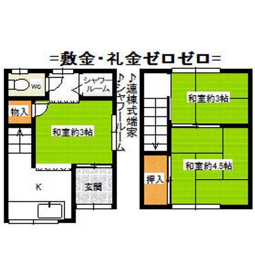 兵庫県尼崎市上ノ島町1丁目(テラスハウス)の賃貸物件の間取り
