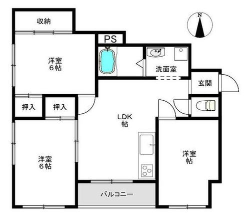 大阪府羽曳野市白鳥2丁目(マンション)の賃貸物件の間取り