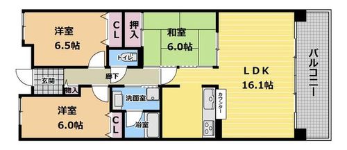 京都府京都市伏見区桃山町大島(マンション)の賃貸物件の間取り