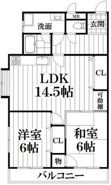 大阪府東大阪市西鴻池町2丁目(マンション)の賃貸物件の間取り