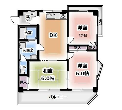 兵庫県西宮市獅子ケ口町(マンション)の賃貸物件の間取り