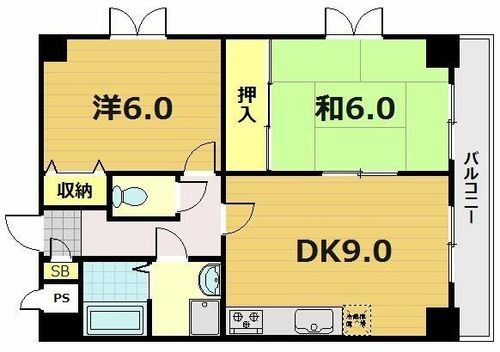 京都府京都市伏見区深草西浦町3丁目(マンション)の賃貸物件の間取り