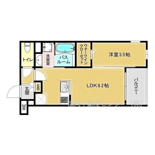 福岡県福岡市博多区元町1丁目(マンション)の賃貸物件の間取り