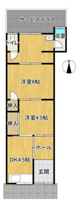大阪府大東市灰塚6丁目(テラスハウス)の賃貸物件の間取り