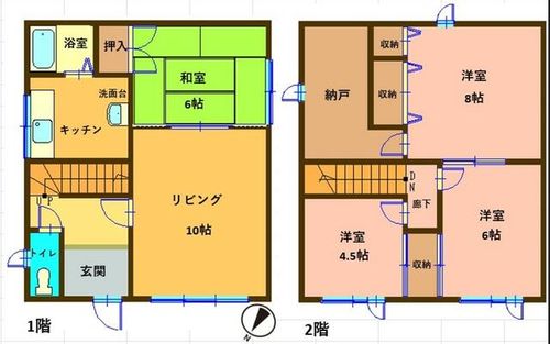 北海道滝川市黄金町東4丁目(一戸建)の賃貸物件の間取り