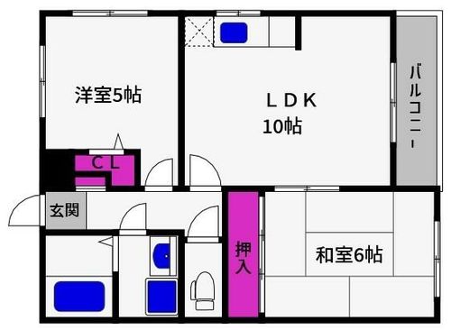 兵庫県神戸市東灘区御影山手2丁目(アパート)の賃貸物件の間取り
