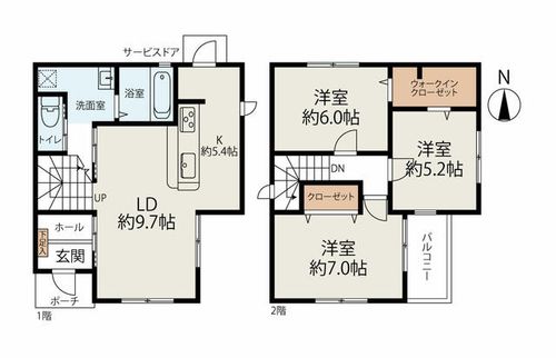 愛知県清須市新清洲3丁目(一戸建)の賃貸物件Dの間取り