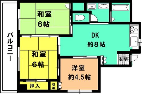 兵庫県神戸市灘区福住通3丁目(マンション)の賃貸物件の間取り