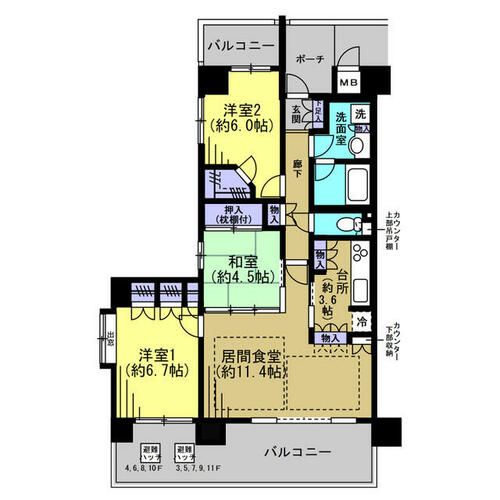 京都府京都市下京区万寿寺通烏丸東入大堀町(マンション)の賃貸物件の間取り