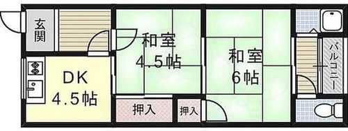 兵庫県伊丹市南町1丁目(アパート)の賃貸物件の間取り