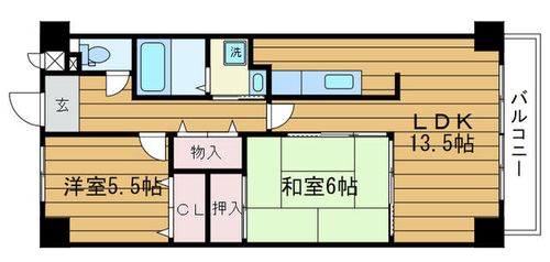 大阪府吹田市佐井寺3丁目(マンション)の賃貸物件の間取り