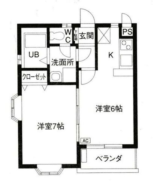 クレール沢向B棟B103の間取り