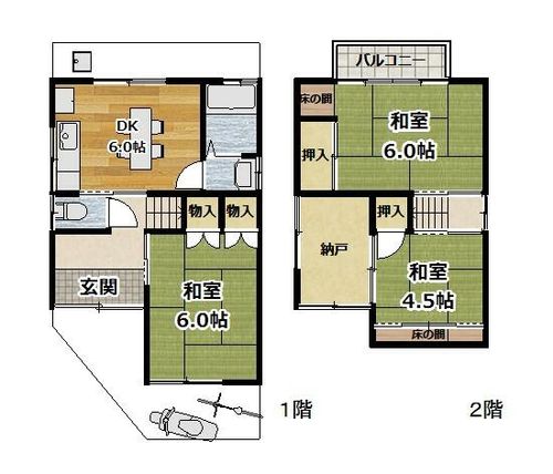 京都府京都市伏見区桃山町西尾(一戸建)の賃貸物件の間取り