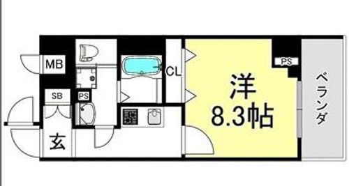 大阪府大阪市天王寺区大道3丁目(マンション)の賃貸物件の間取り