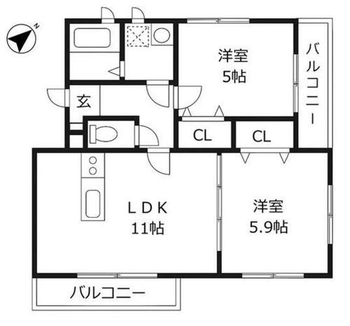 アクシス小倉南301の間取り