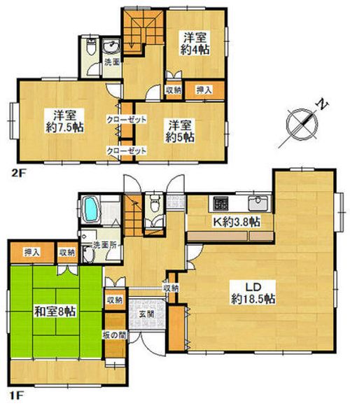 奈良県生駒市鹿ノ台西2丁目(一戸建)の賃貸物件の間取り