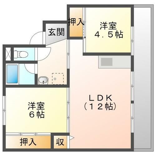 ビレッジハウス庄内 1号棟504の間取り