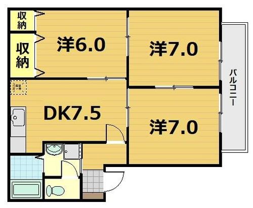 京都府京都市伏見区醍醐御陵東裏町(マンション)の賃貸物件の間取り