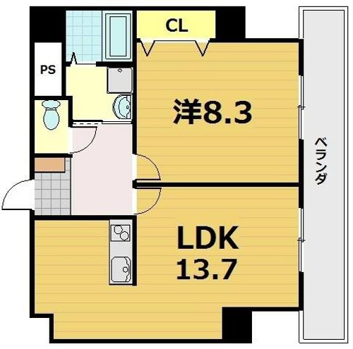 京都府京都市山科区椥辻東浦町(マンション)の賃貸物件の間取り