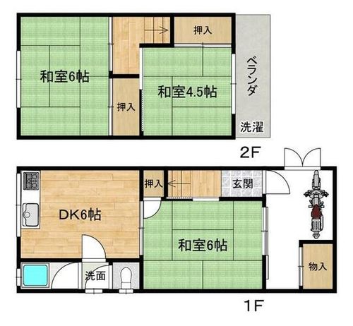 大阪府東大阪市中小阪3丁目(一戸建)の賃貸物件の間取り