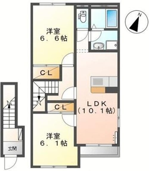 福岡県築上郡築上町大字西八田(アパート)の賃貸物件201の間取り