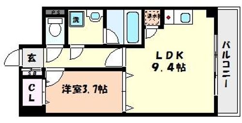 兵庫県神戸市東灘区魚崎西町3丁目(マンション)の賃貸物件の間取り