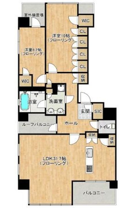 福岡県福岡市中央区荒戸1丁目(マンション)の賃貸物件の間取り