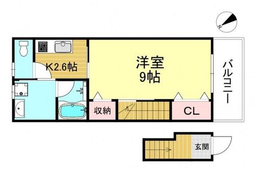 兵庫県西宮市里中町3丁目(アパート)の賃貸物件の間取り