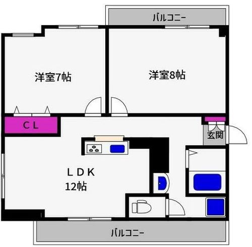 兵庫県神戸市東灘区西岡本5丁目(マンション)の賃貸物件の間取り