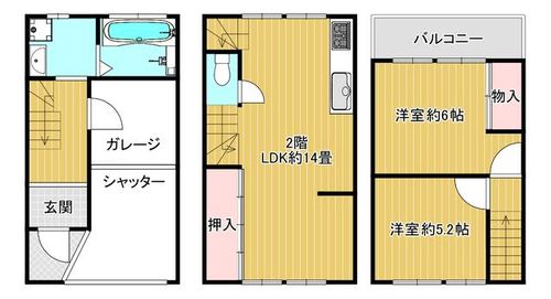 大阪府大阪市住吉区苅田1丁目(一戸建)の賃貸物件の間取り