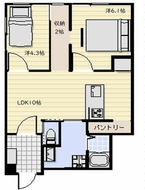 京都府京都市山科区西野山射庭ノ上町(マンション)の賃貸物件の間取り