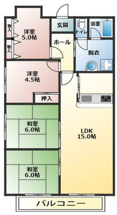 兵庫県尼崎市猪名寺2丁目(マンション)の賃貸物件の間取り