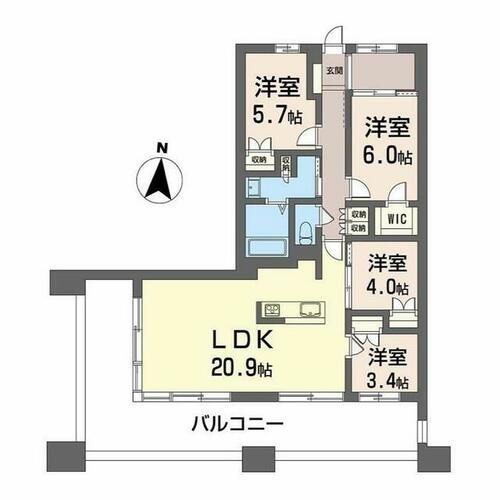 福岡県福岡市東区香椎照葉4丁目(マンション)の賃貸物件の間取り