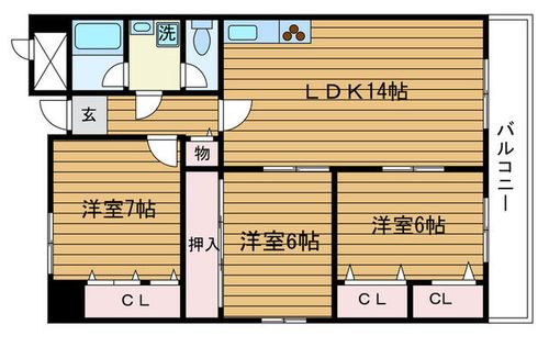 大阪府吹田市五月が丘南(マンション)の賃貸物件の間取り