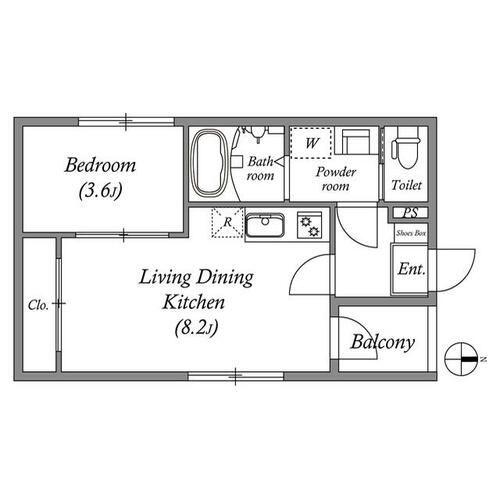 ラシュレ椥辻0202の間取り