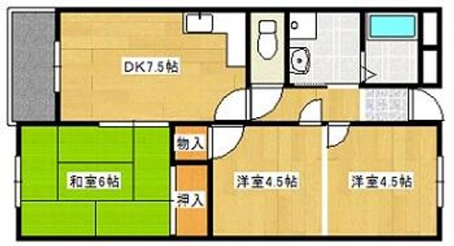 兵庫県伊丹市緑ケ丘2丁目(マンション)の賃貸物件の間取り