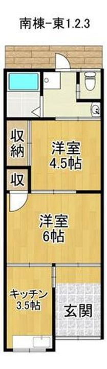 大阪府東大阪市東鴻池町5丁目(テラスハウス)の賃貸物件の間取り