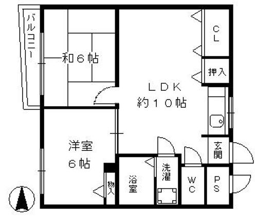 京都府京都市中京区壬生朱雀町(マンション)の賃貸物件7-Bの間取り