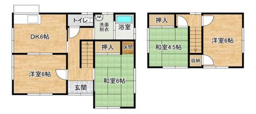 福岡県北九州市小倉南区下城野1丁目(一戸建)の賃貸物件の間取り