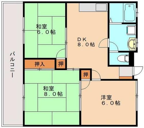 福岡県福岡市早良区原3丁目(マンション)の賃貸物件の間取り
