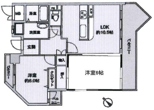 大阪府豊中市玉井町1丁目(マンション)の賃貸物件の間取り